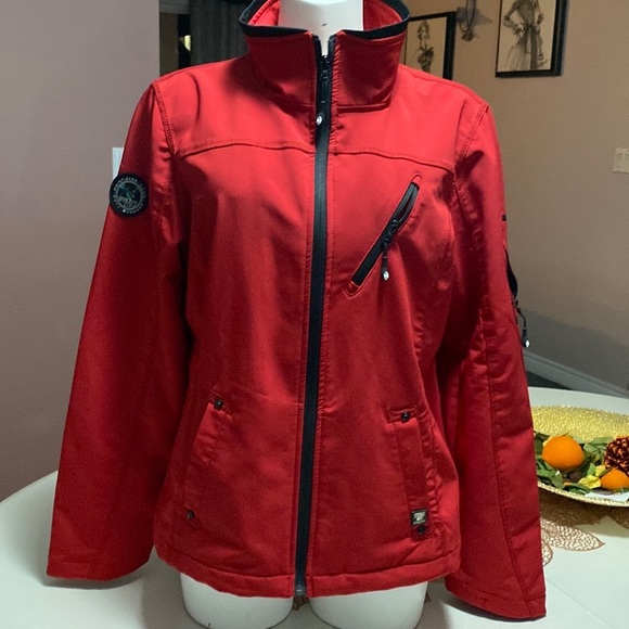 POINT ZERO -  Zip Up Activewear Utility Coat Sz XL red logo appliqué EUC - Picture 1 of 14